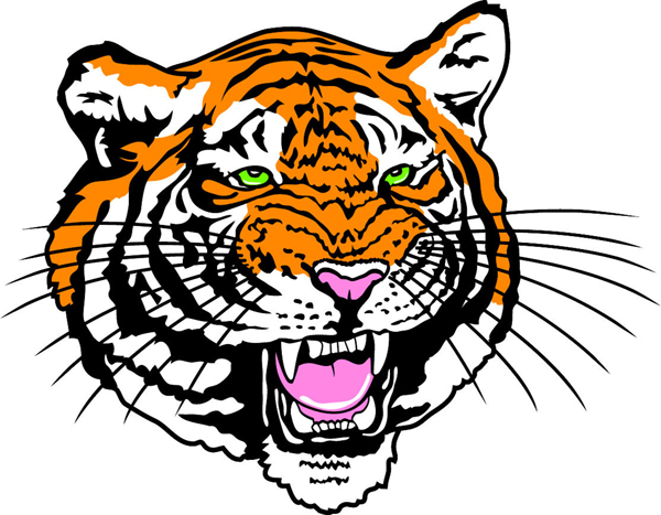 Tiger head team mascot full color vinyl sports sticker. Customize on line. Tiger Head 6